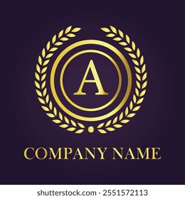 
Monogram logo with golden letter A
