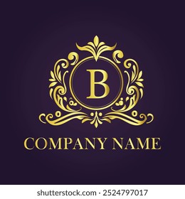 Logotipo del monograma con letra B dorada


