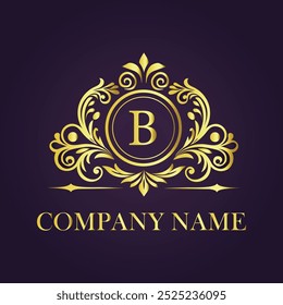 
Monogramm Logo mit goldenem Buchstaben B

