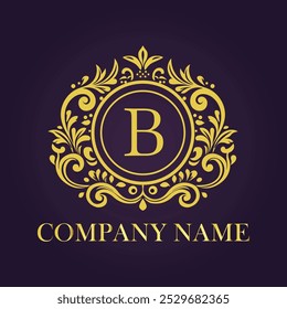 
Monogram logo with golden letter B



