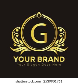 Monogramm Logo mit goldenem Buchstaben G

