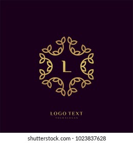 Monogram logo with golden letter "L"