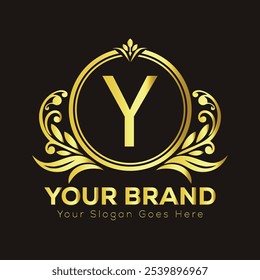 Monogram logo with golden letter Y