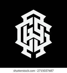 Logotipo monograma GSA, SGA, letras AGS con letras entrelazadas sobre fondo negro, uso perfecto para la marca, ropa, ropa de calle, barbería y etc