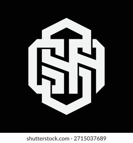 Logotipo monograma GSA, SGA, letras AGS con letras entrelazadas sobre fondo negro, uso perfecto para la marca, ropa, ropa de calle, barbería y etc