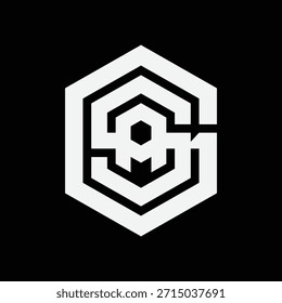 Logotipo monograma GSA, SGA, letras AGS con letras entrelazadas sobre fondo negro, uso perfecto para la marca, ropa, ropa de calle, barbería y etc