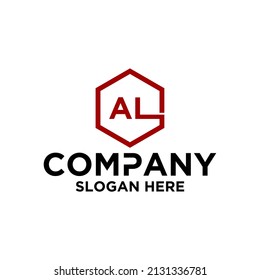 monogram logo in hexagon shape AL