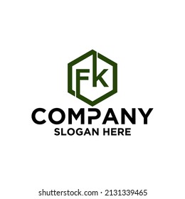 logotipo de monograma en forma de hexágono F K