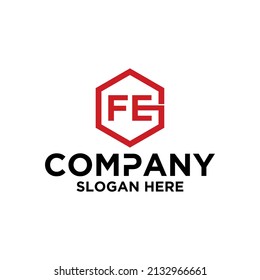 monogram logo in hexagon shape FE