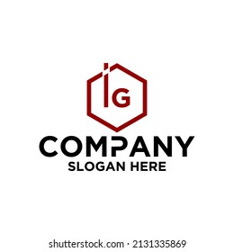 logotipo de monograma en forma hexagonal I G
