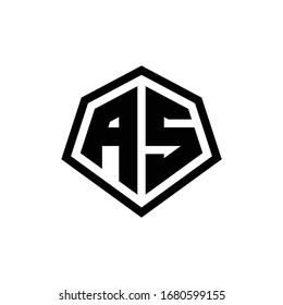 AS monogram logo with hexagon shape and line rounded style design template isolated on white background