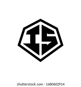 Logotipo IS monogramo con forma hexagonal y plantilla de diseño de estilo redondeado de línea aislada en fondo blanco