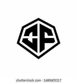 Logo de monogramo con forma hexagonal y plantilla de diseño de estilo redondeado de línea aislada en fondo blanco