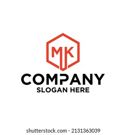monogram logo in hexagon shape MK