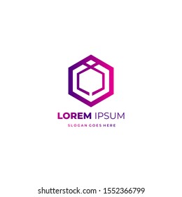 Monogram logo with hexagon shape modern gradient style and futuristic. The best choice to start new bussiness or rebranding. Ready to use for your company. Vector EPS 10