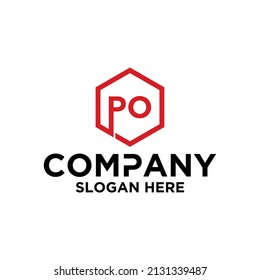 logotipo de monograma en forma hexagonal PO
