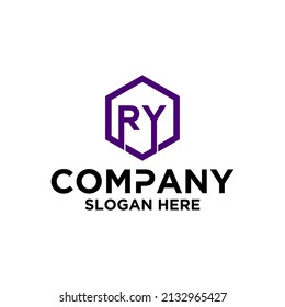monogram logo in hexagon shape RY