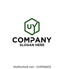 monogram logo in hexagon shape U Y