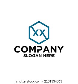 monogram logo in hexagon shape XX