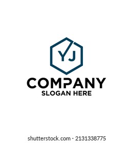 monogram logo in hexagon shape Y J