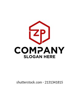 monogram logo in hexagon shape Z P
