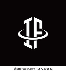 Logotipo IF monogramo en forma de hexágono y rodeado por un anillo