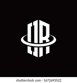 Logotipo O monogramo en forma de hexágono y rodeado por un anillo