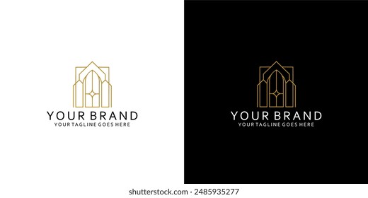 Monogram logo una mezcla de la casa formando una unidad moderna de escudo monoline da la impresión de clásico simple lujo elegancia y minimalismo