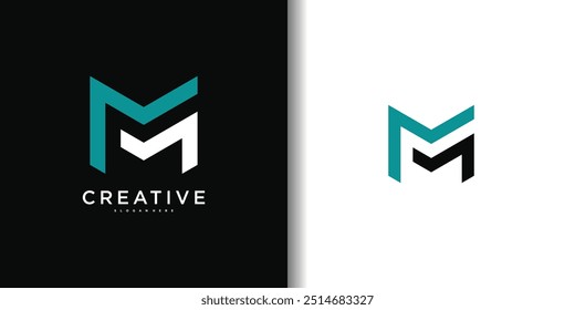 Monogram Logo huruf M, original MM Logo Design. Premium-Vektor