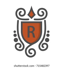 Monogram logo and identity design template with elegant ornament