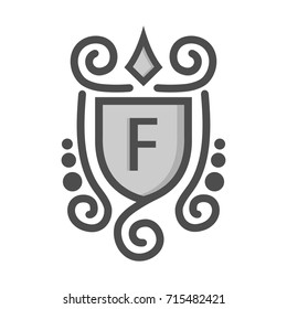 Monogram logo and identity design template with elegant ornament