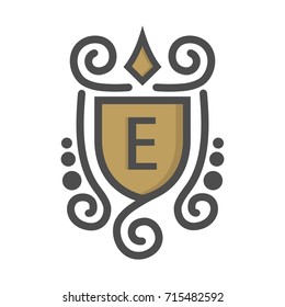 Monogram logo and identity design template with elegant ornament