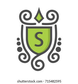 Monogram logo and identity design template with elegant ornament