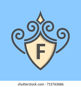 Monogram logo and identity design template with elegant ornament
