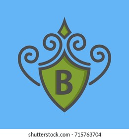 Monogram logo and identity design template with elegant ornament