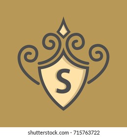 Monogram logo and identity design template with elegant ornament