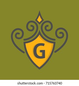 Monogram logo and identity design template with elegant ornament