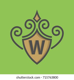 Monogram logo and identity design template with elegant ornament