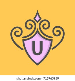 Monogram logo and identity design template with elegant ornament