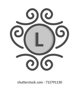 Monogram logo and identity design template with elegant ornament