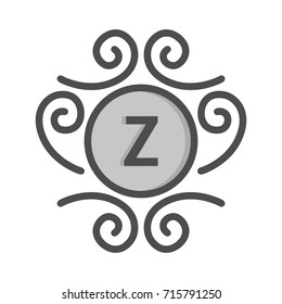 Monogram logo and identity design template with elegant ornament