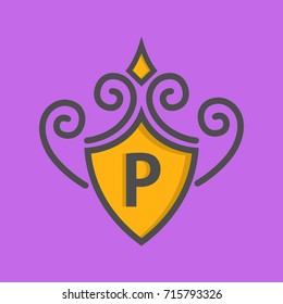 Monogram logo and identity design template with elegant ornament
