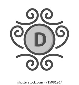 Monogram logo and identity design template with elegant ornament