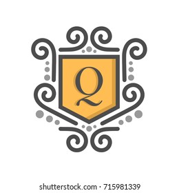 Monogram logo and identity design template with elegant ornament