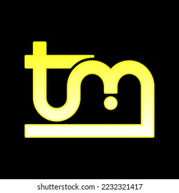 Monogram logo illustration on black background.  Initial TM or TMI.