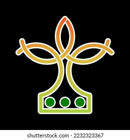 Monogram logo illustration on black background.  Logo like a tree in a pot