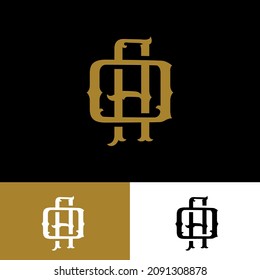 Monogram logo with Initial letter A, O, AO or OA vintage overlapping gold color on black background