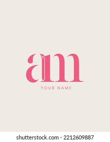 AM Monogram Logo, AM Initial Letter, Wedding logo monogram, logo company and icon business, with variation infinity line designs for marriage couple, fashion, jewelry, boutique and creative template