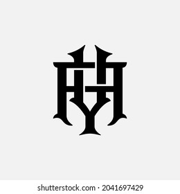 Monogram logo, Initial letters A, Y, AY or YA, Black color on white background 