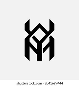 Monogram logo, Initial letters A, Y, AY or YA, Black color on white background 